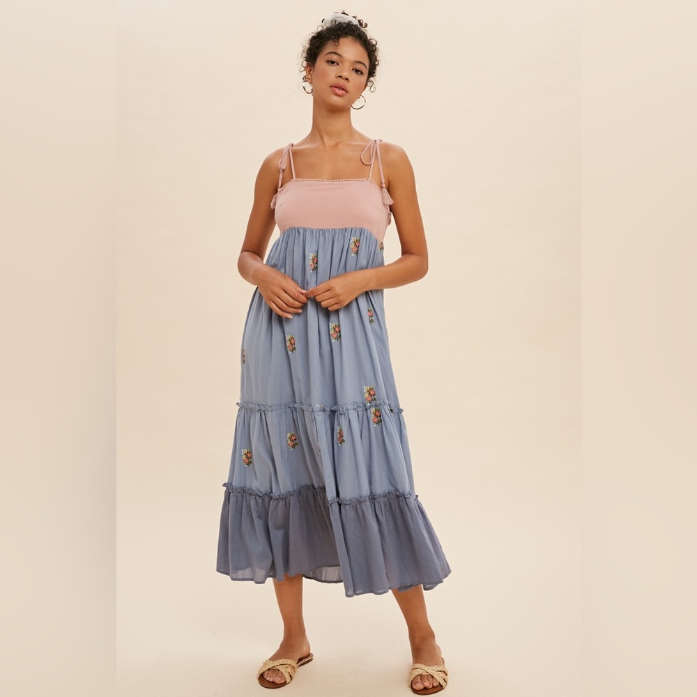 Colored block tiered dress